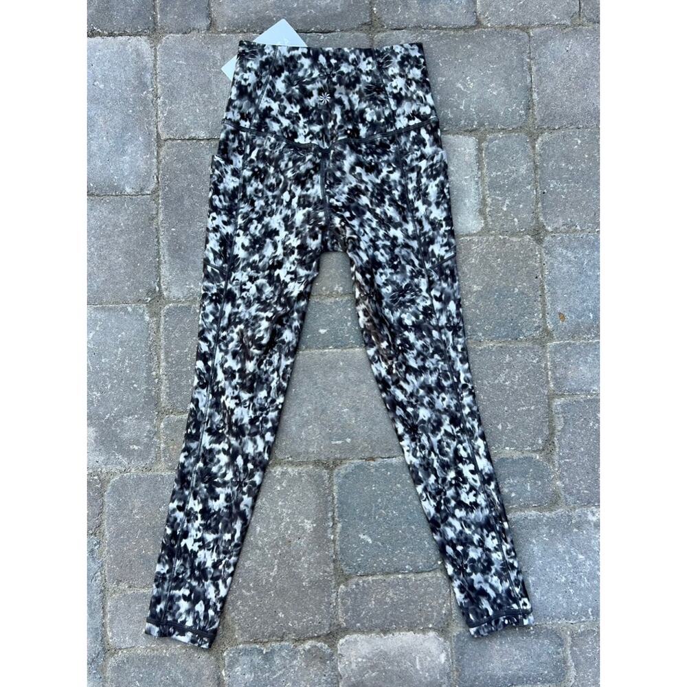 Athleta Salutation Stash pocket tights opaline floral black size XXS - Picture 3 of 6